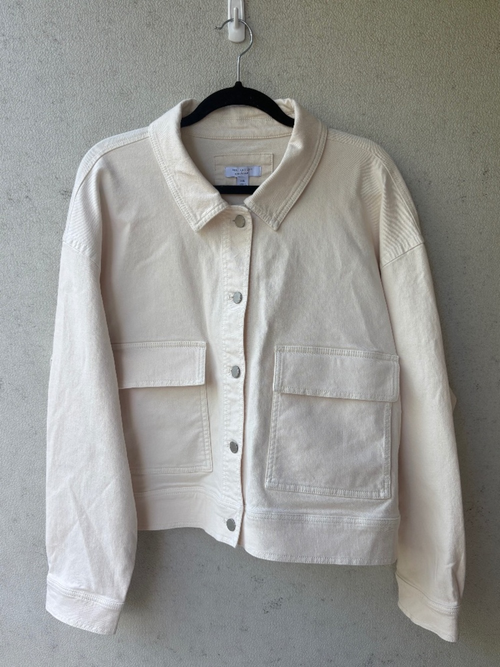Ann Taylor Weekend Cream Denim Jacket XXL Ecru Oversized Utility Chore